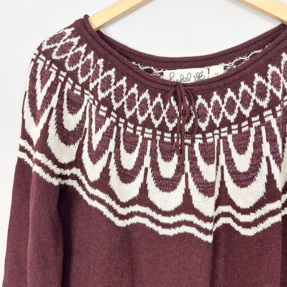 Anthropologie Field Flower Fair‎ Isle Pullover Sweater Boho Size XS Women's
